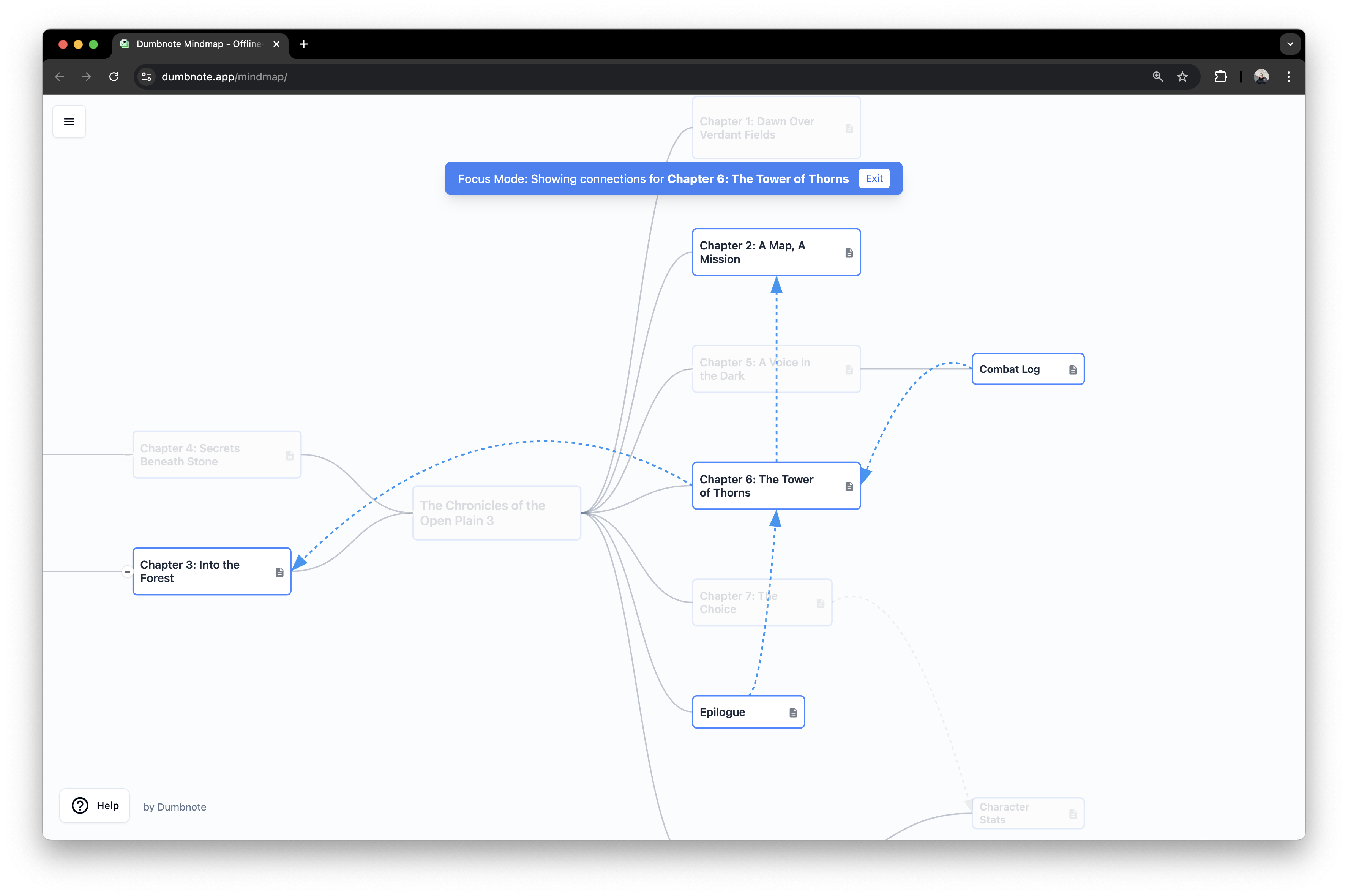 Connection mode showing relationships between nodes