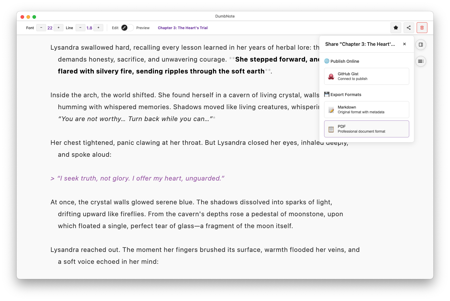 Dumbnote Export to PDF